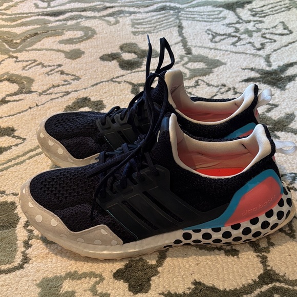 Navy and White Adidas Ultra Boost Sneakers - Picture 1 of 3